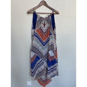 Sequin Hearts blue paisley bandana dress small resort beachy hippie boho